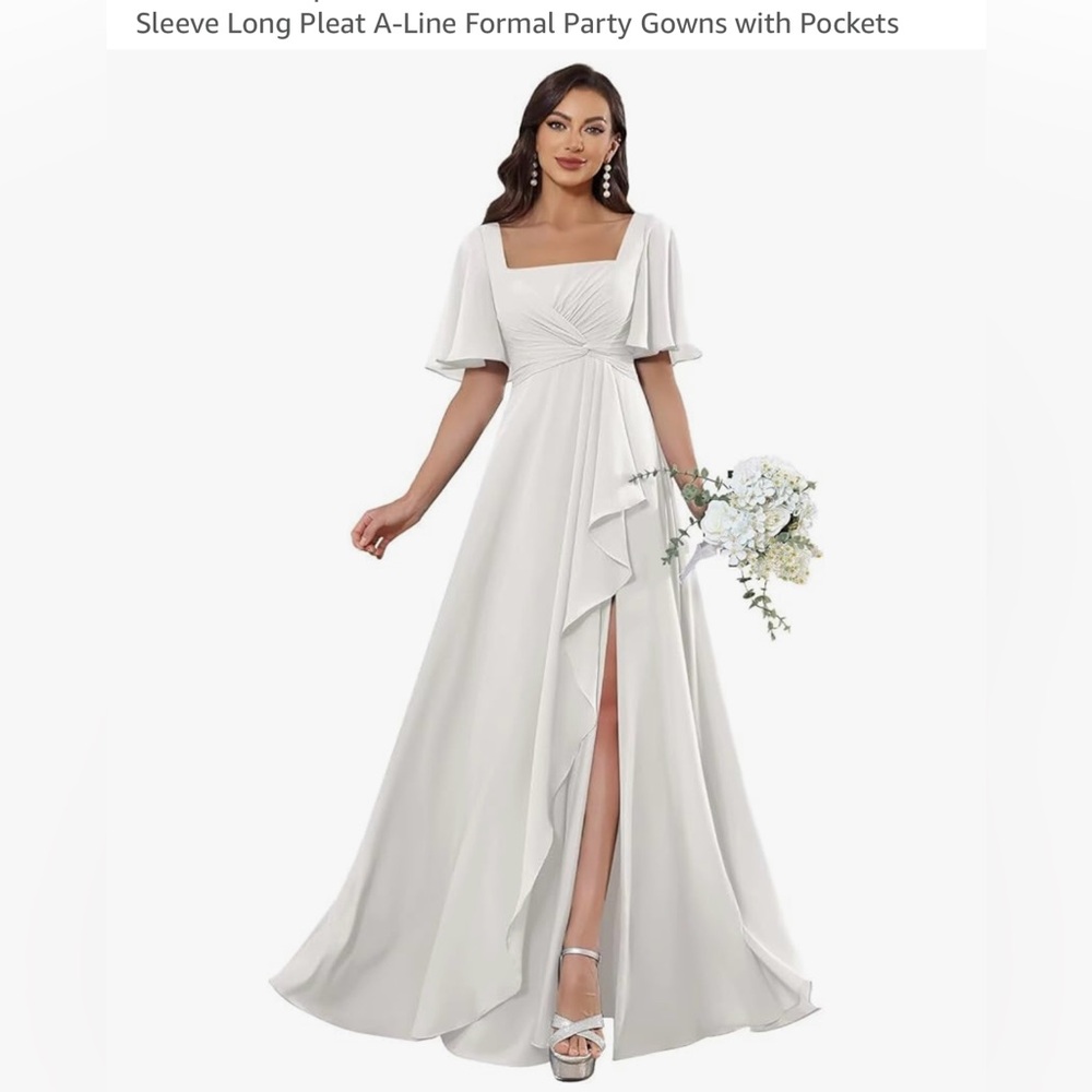 Elegant White A-Line Formal Gown